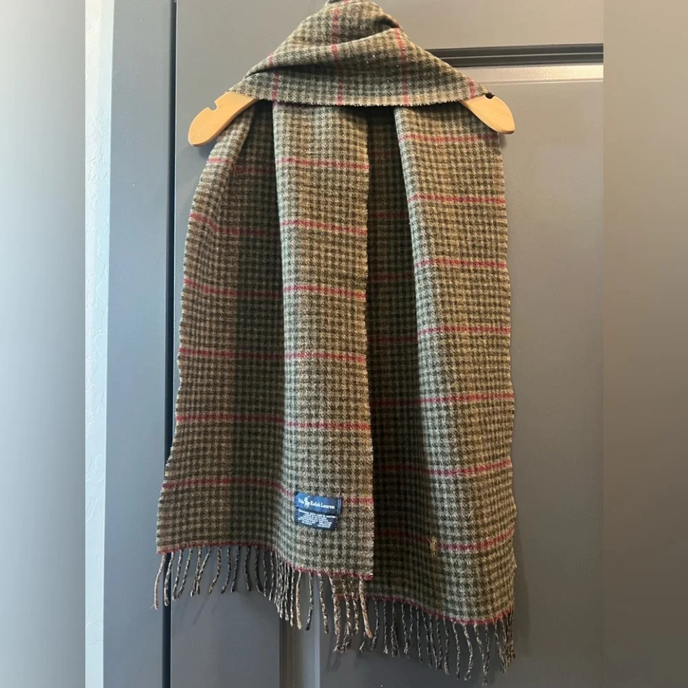 Vintage Ralph Lauren Polo 100% wool Plaid Scarf